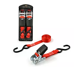 Alle spanbanden 25mm Spanband - 500kg - 4m - 25mm - Ratel en S-haken - Rood - Premium - 2st.