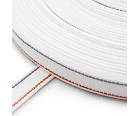 Sangle volet roulant, 22mm Sangle de volet roulant blanche avec rayure rouge et violette (largeur 22 mm)