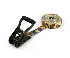 Sangles 35mm - Sur mesure Sangle d’arrimage  - 2,5T - 35mm - en 1 pièce - Tendeur à cliquet  - Vert Armée + étiquette personnalisée