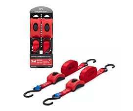 Tot 500kg - Klemgesp Spanband - 500kg - 3m - 25mm - Smart-klemgesp en S-haken - Rood - 2st.