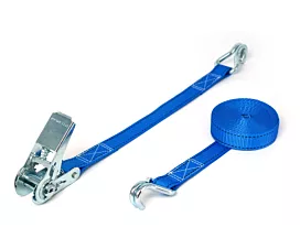 Toutes les sangles 25mm Sangle d’arrimage  - 800kg - 4,8m - 25mm - en 2 pièces - crochets serrés - Bleu