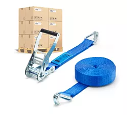 Alle spanbanden per pallet Pallet Spanbanden - 5T - 9m - 50mm - 2-delig - Spitshaken - Blauw - 256st